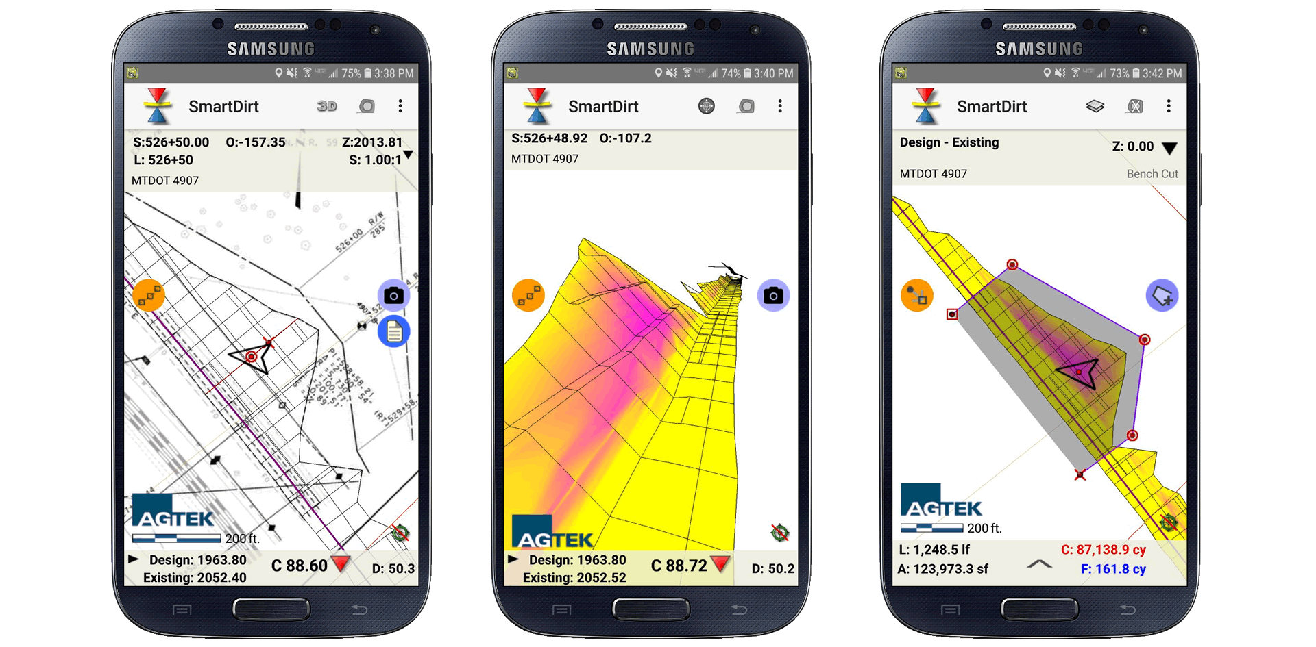 SmartDirt Mobile App 3D views, maps and volume measurement
